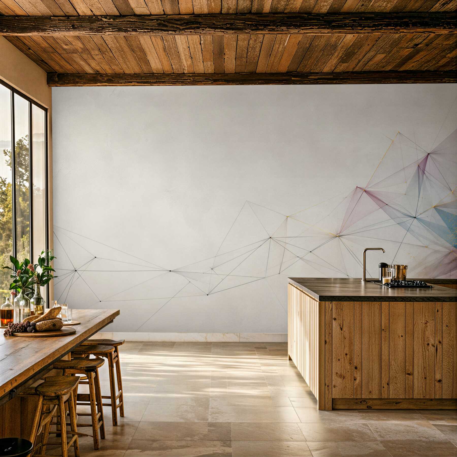 Fototapeta geometryczna abstrakcja z liniami w pastelowych kolorach