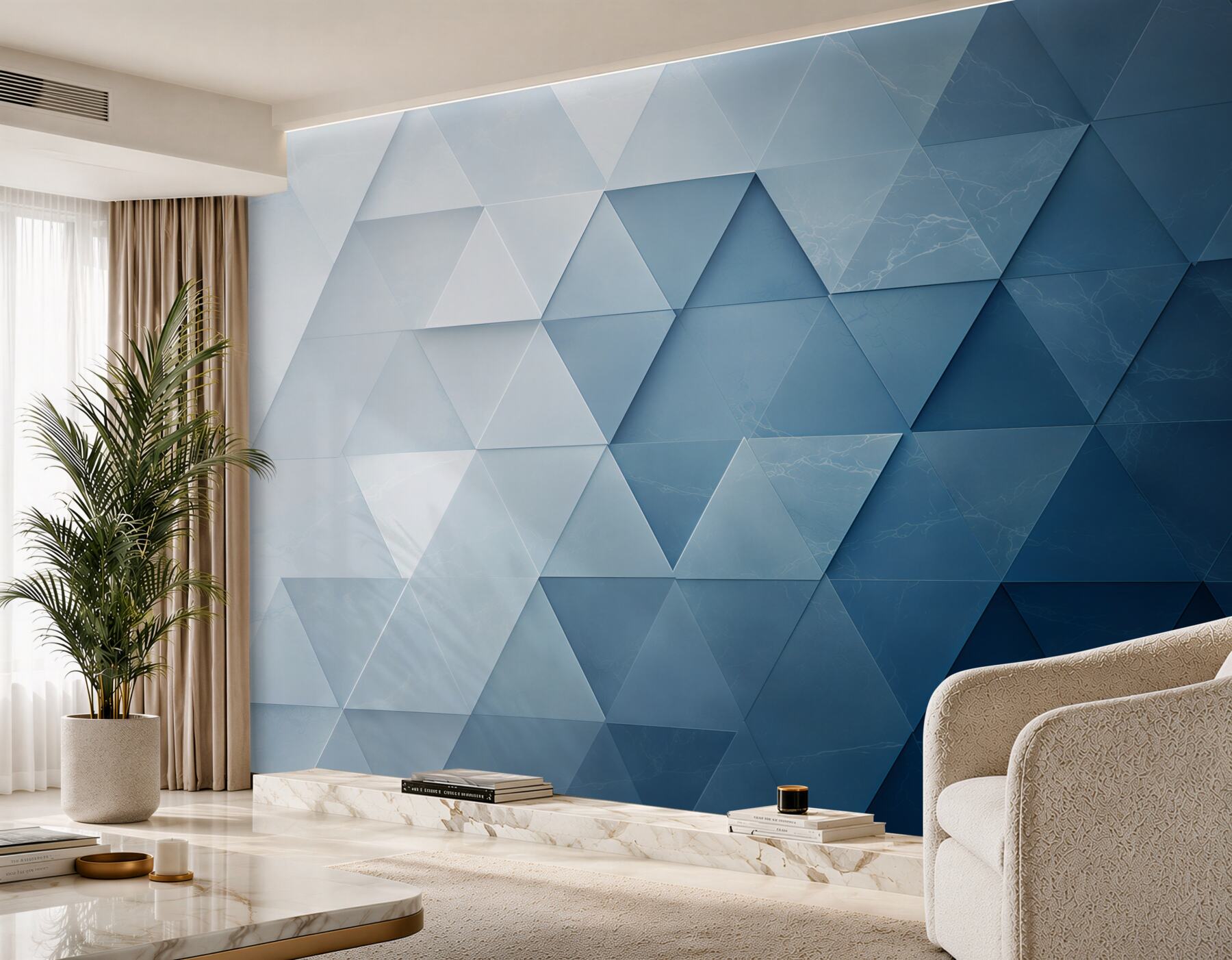Fototapeta geometryczne trójkąty niebieskie przestrzenne do nowoczesnego wnętrza?v23