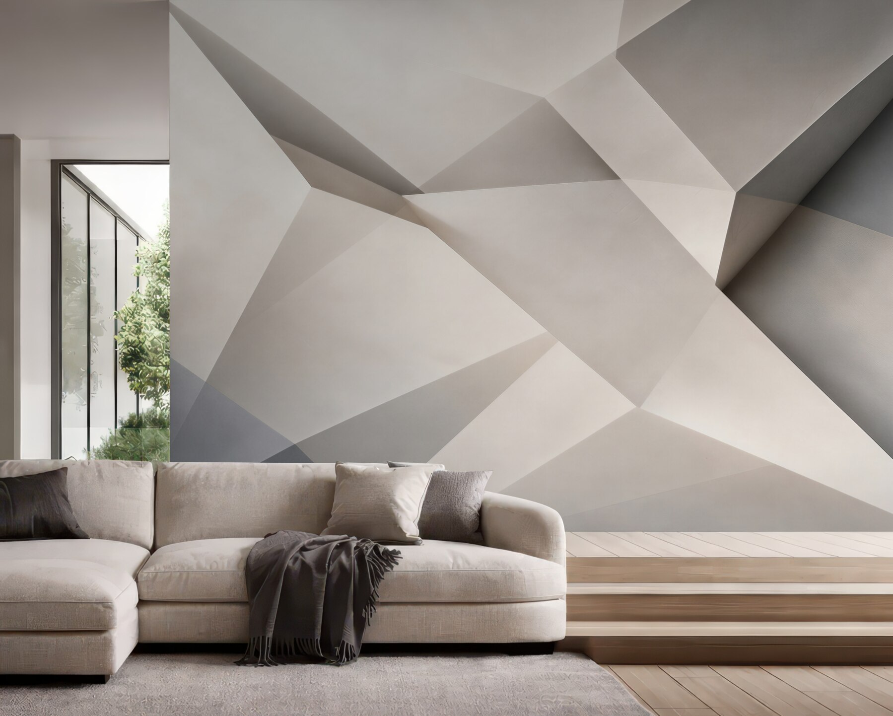 Fototapeta geometryczna abstrakcja szaro beżowa do nowoczesnego wnętrza?v23