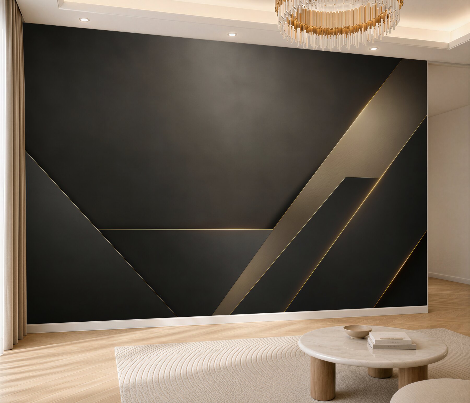 Fototapeta czarna geometria ze złotymi liniami nowoczesna elegancja?v23