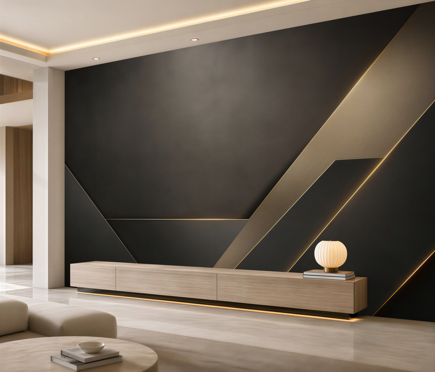 Fototapeta czarna geometria ze złotymi liniami nowoczesna elegancja?v23