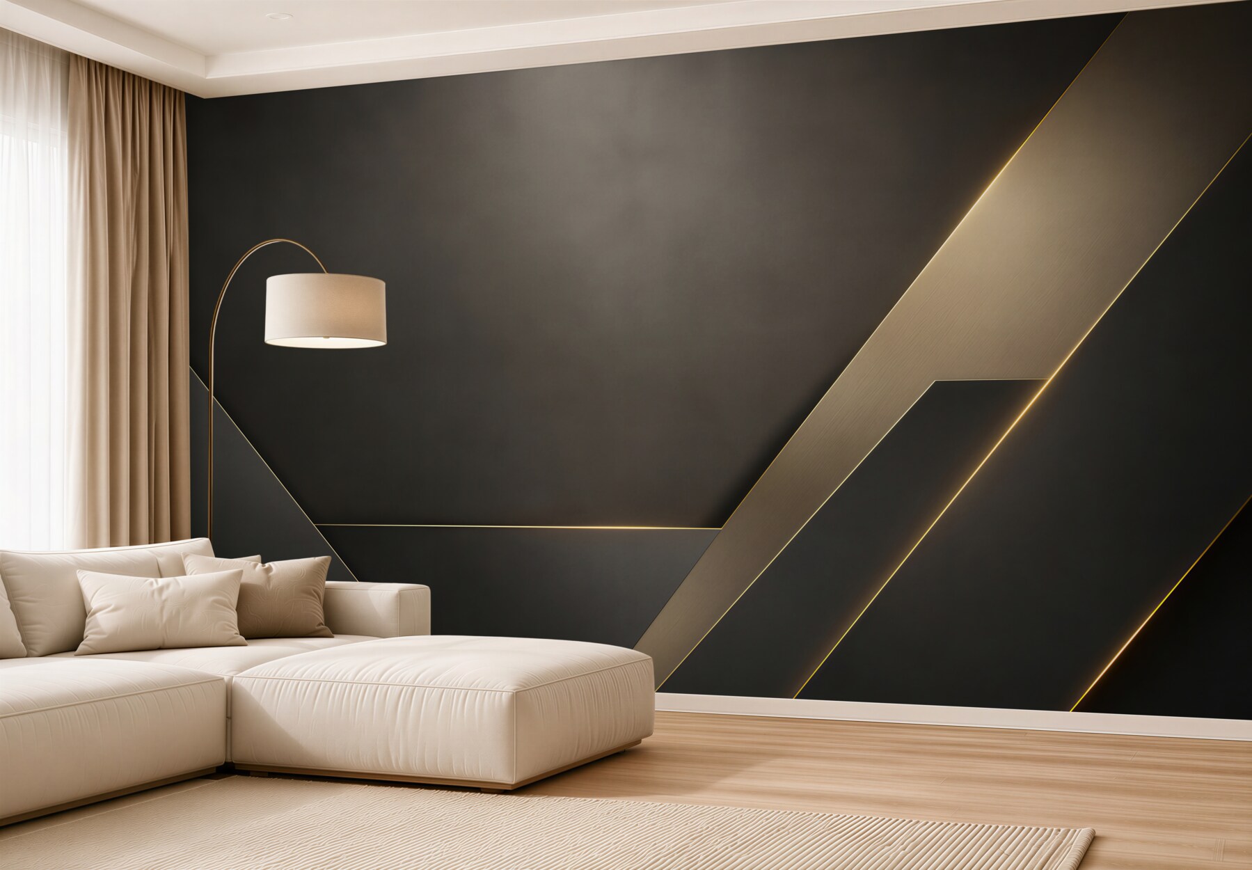 Fototapeta czarna geometria ze złotymi liniami nowoczesna elegancja?v23