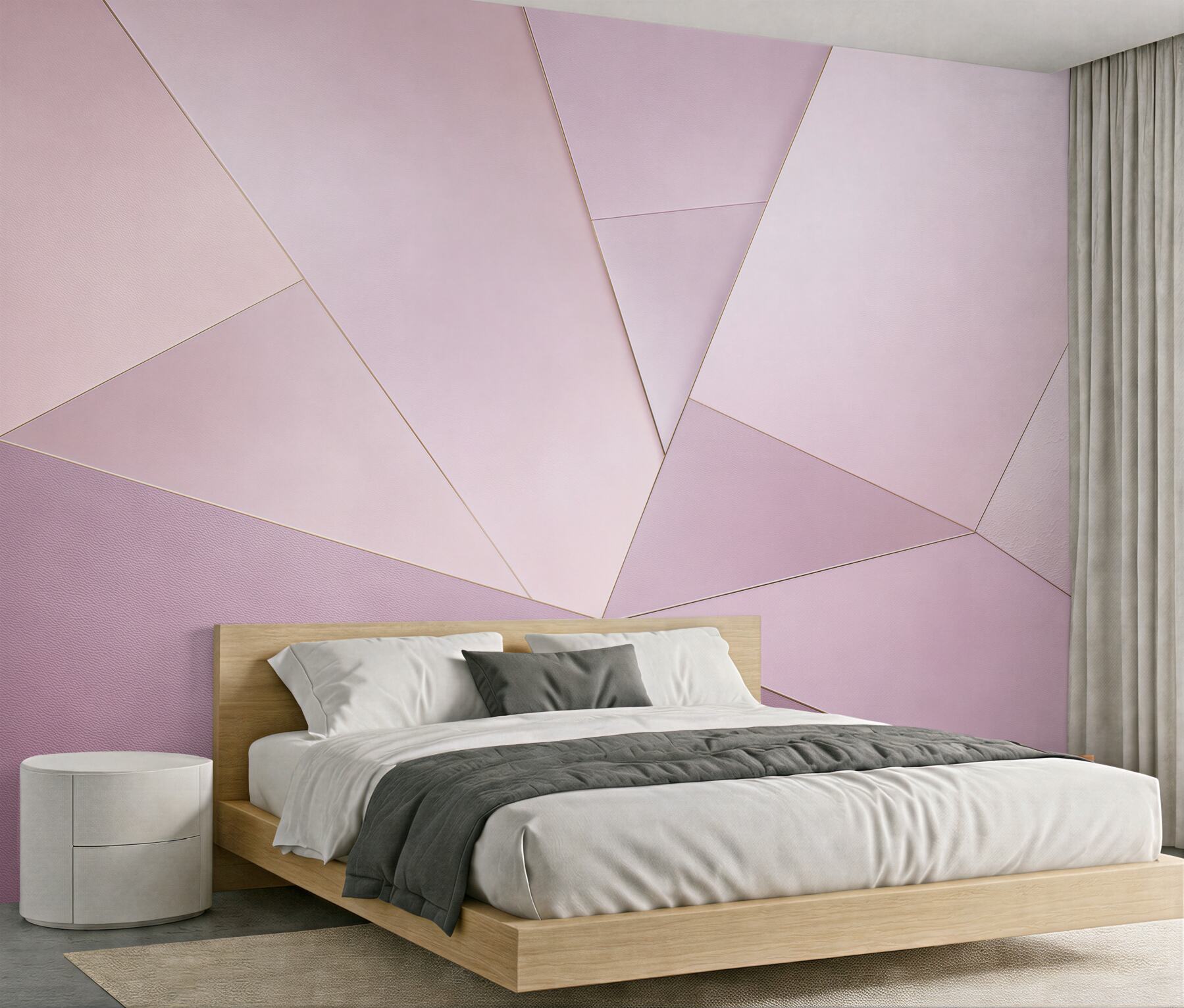 Fototapeta geometryczna abstrakcja pudrowy róż ze złotymi liniami?v23