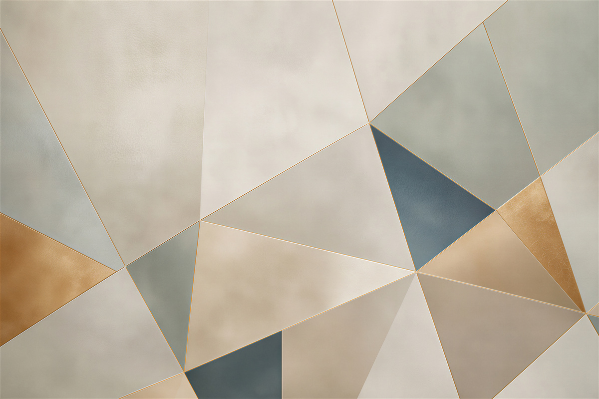 Fototapeta geometryczne trójkąty beżowo szare ze złotymi akcentami nowoczesna
