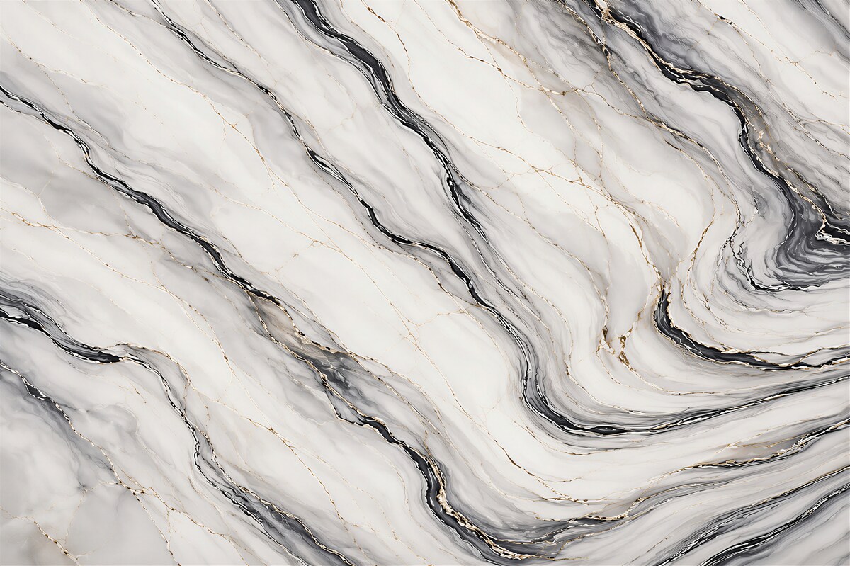 Fototapeta marmur biało szary z czarnymi i złotymi żyłkami elegancki nowoczesny