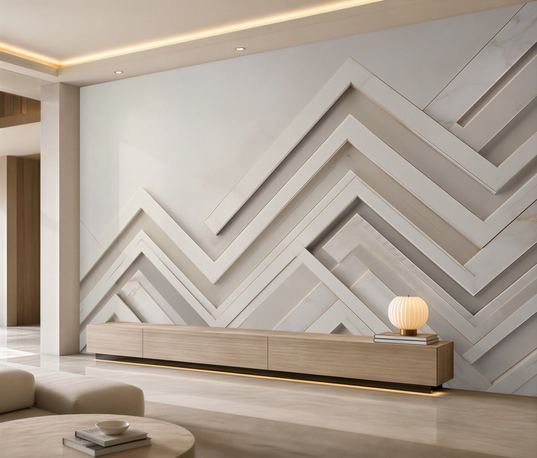 Fototapeta geometryczna beżowa 3D z marmurowym wzorem nowoczesna?v23