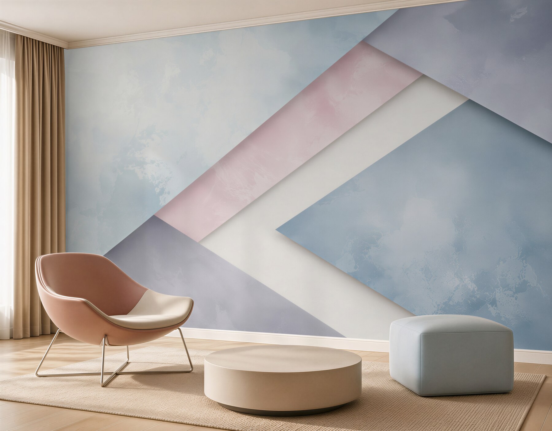 Fototapeta geometryczna abstrakcja pastelowa niebiesko-różowa nowoczesna?v23