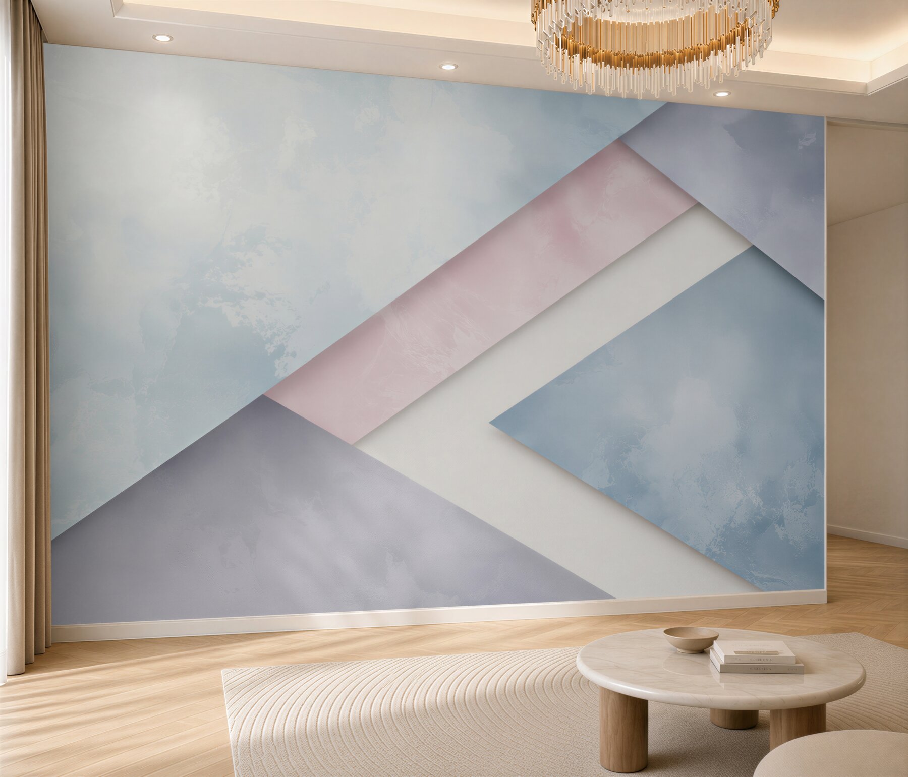 Fototapeta geometryczna abstrakcja pastelowa niebiesko-różowa nowoczesna?v23