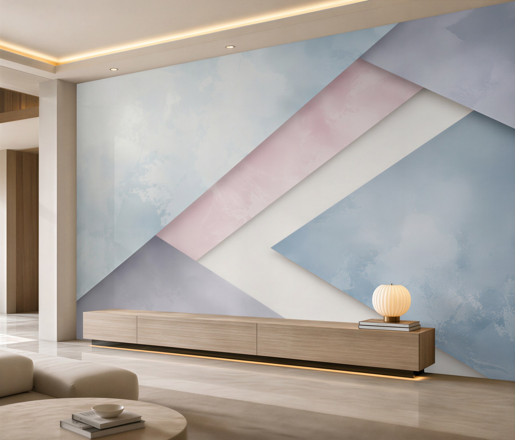 Fototapeta geometryczna abstrakcja pastelowa niebiesko-różowa nowoczesna