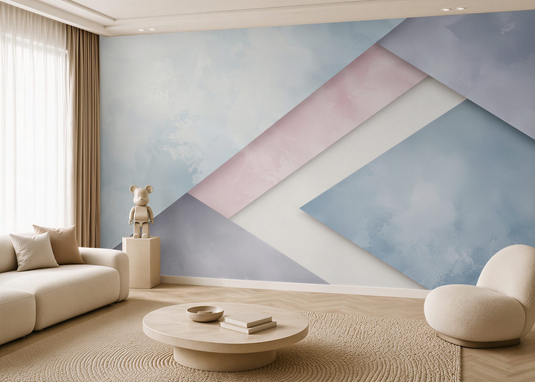 Fototapeta geometryczna abstrakcja pastelowa niebiesko-różowa nowoczesna?v23