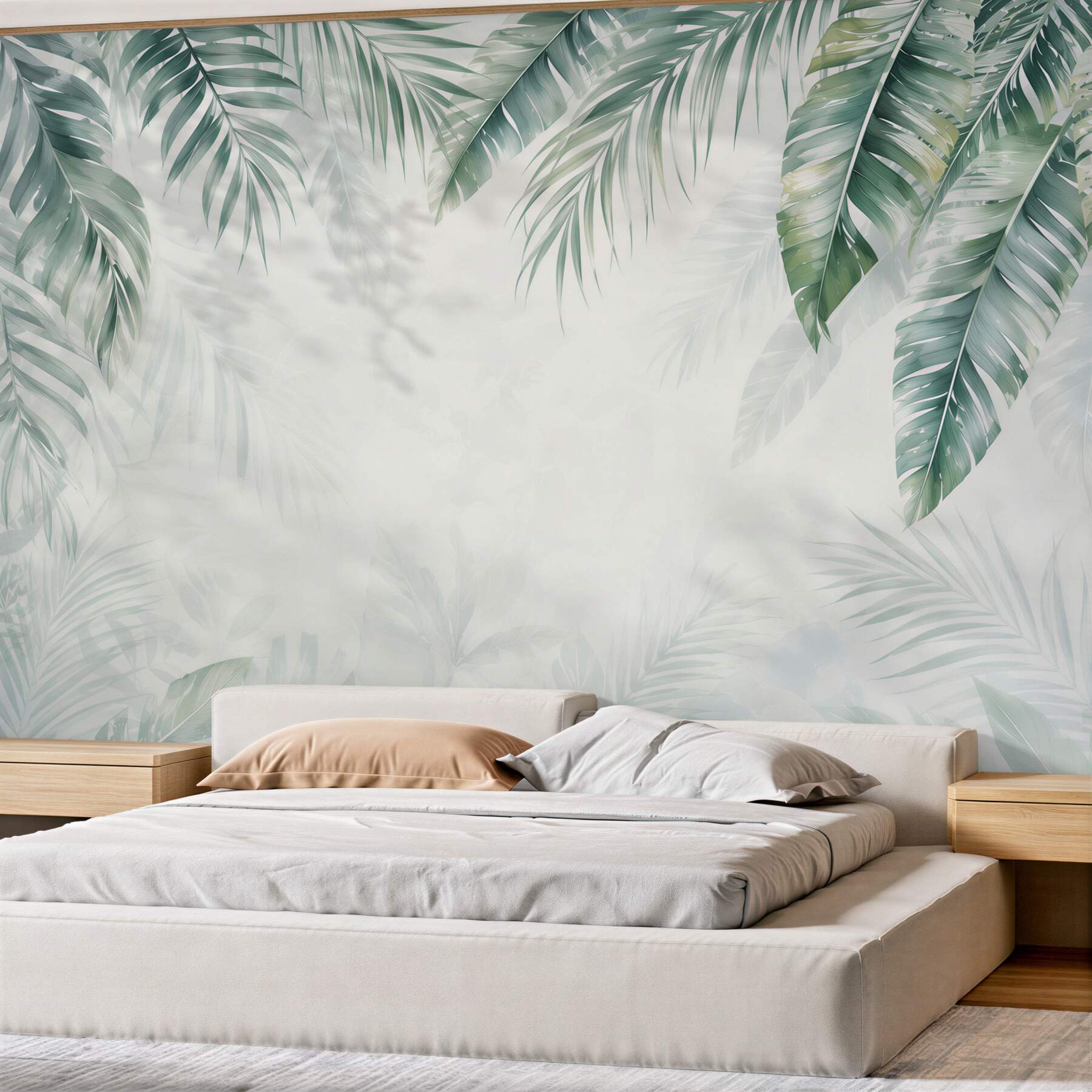 Fototapeta liście palmowe zielone delikatne w stylu tropical
