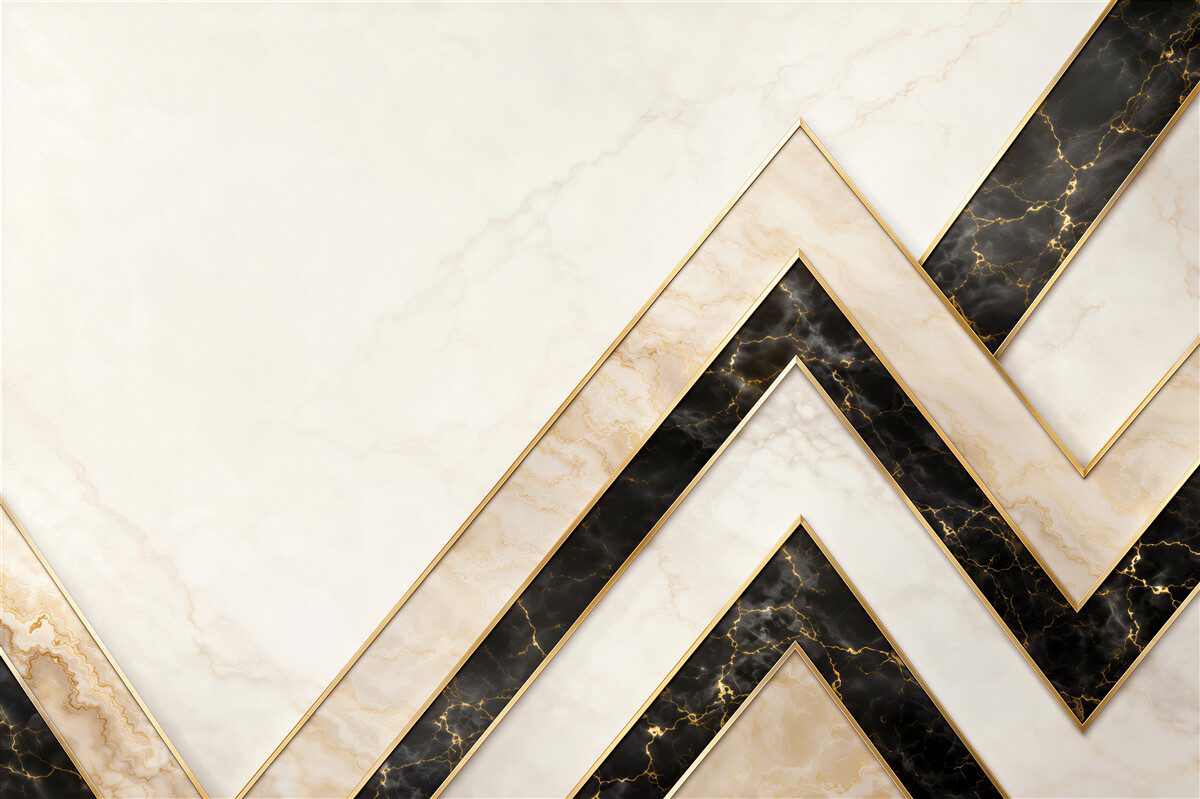 Fototapeta geometryczny marmur biało czarny ze złotymi liniami glamour