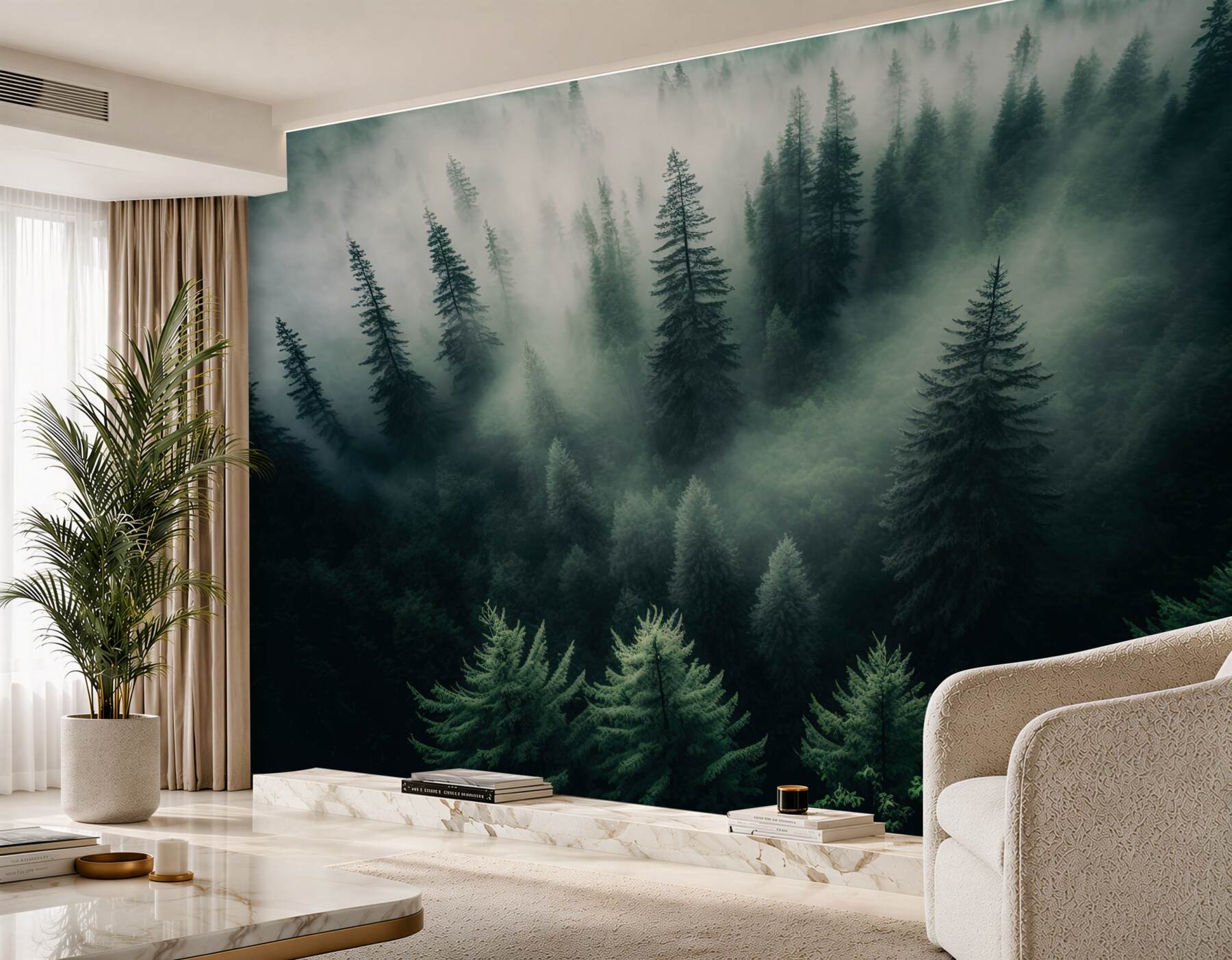 Fototapeta mgła w nocnym lesie iglastym?v23