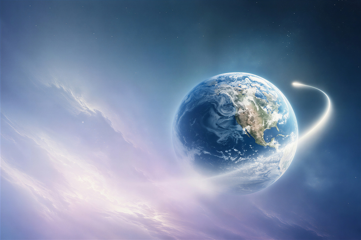 Fototapeta planeta Ziemia w nieskończonej przestrzeni