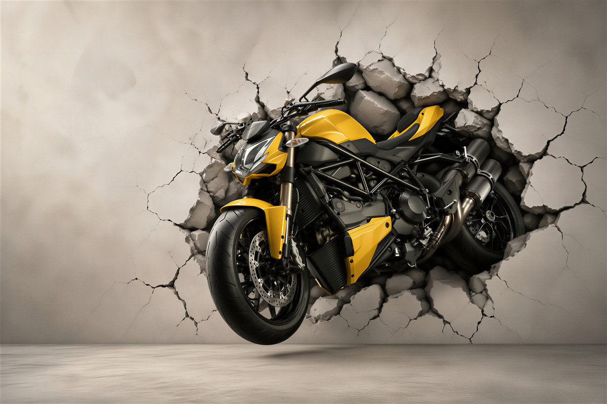 Fototapeta żółty motocykl na graffiti