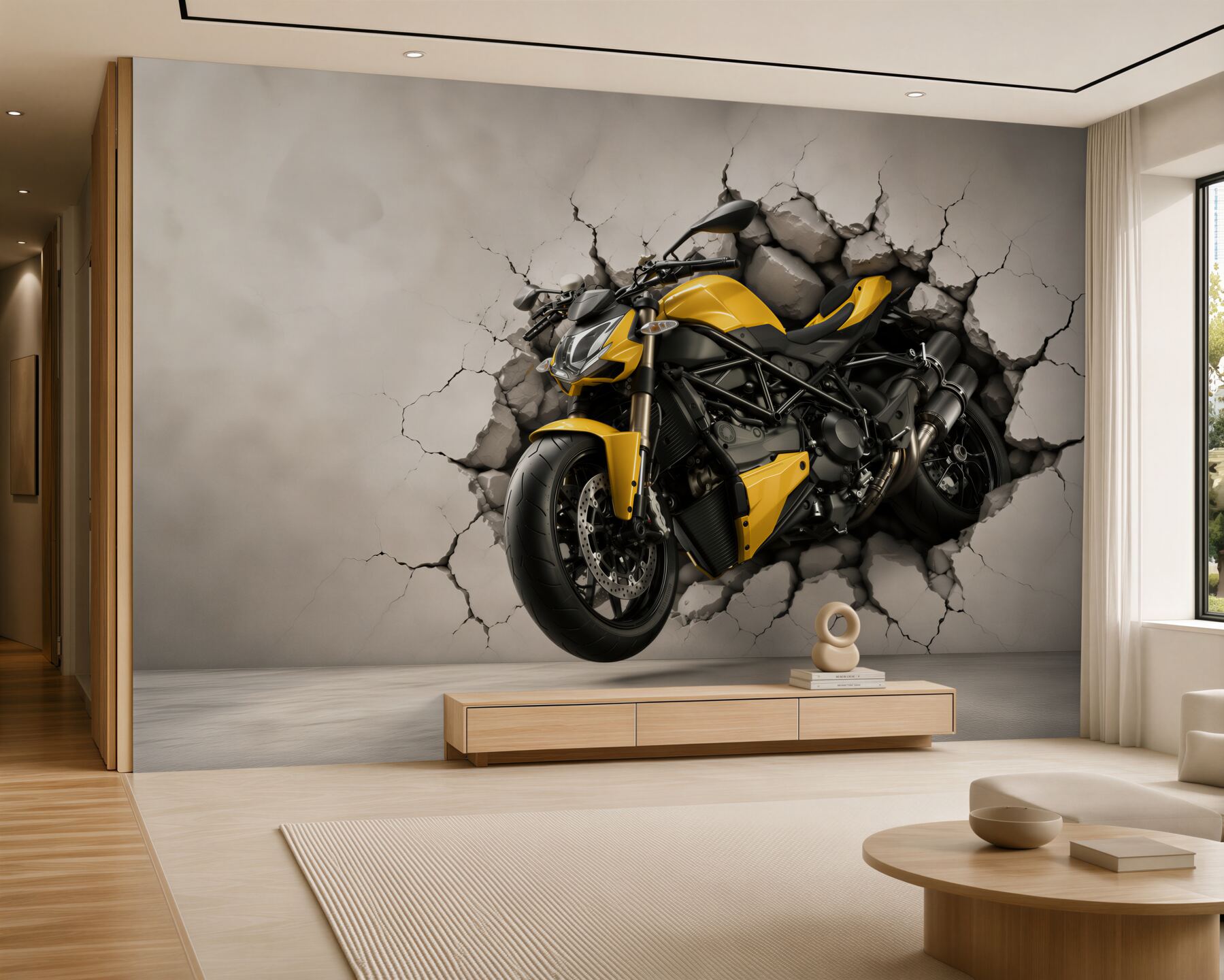 Fototapeta żółty motocykl na graffiti?v23