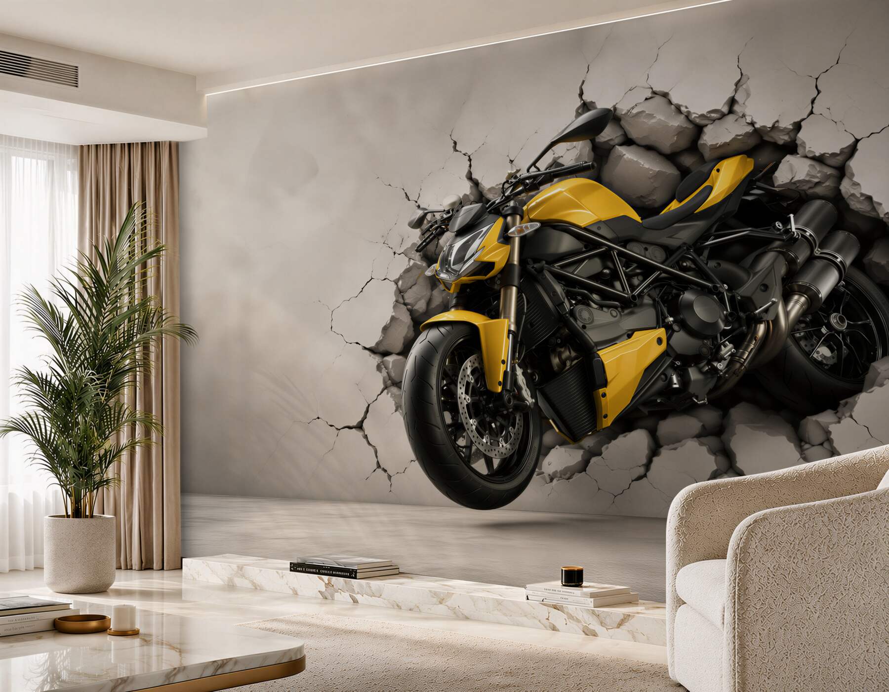 Fototapeta żółty motocykl na graffiti?v23