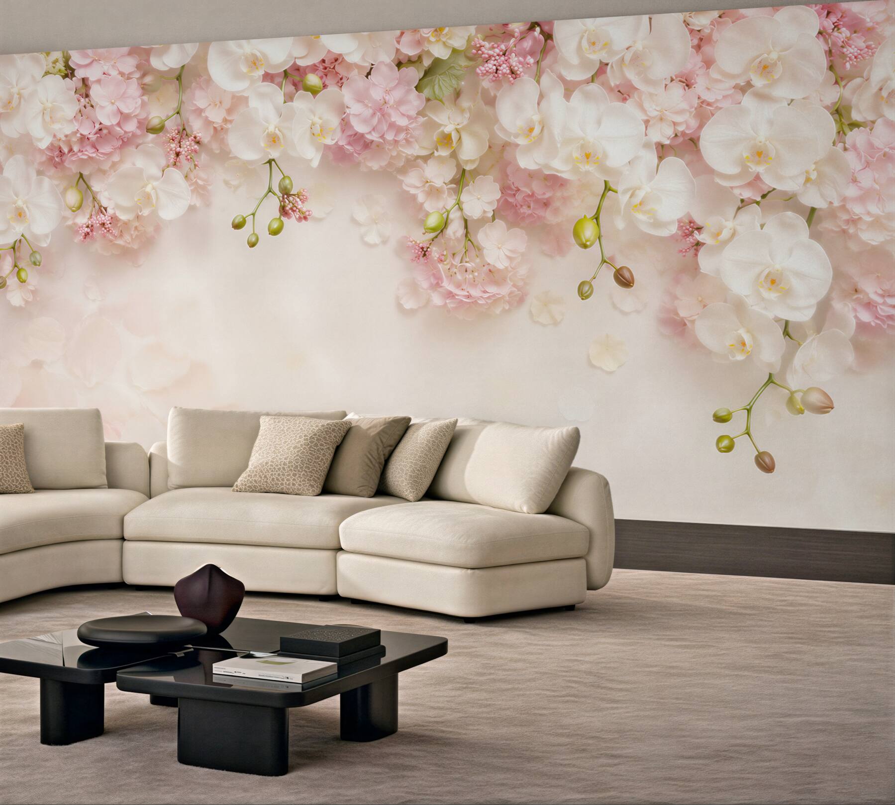Fototapeta wieszanie białych orchidei z różowymi?v23