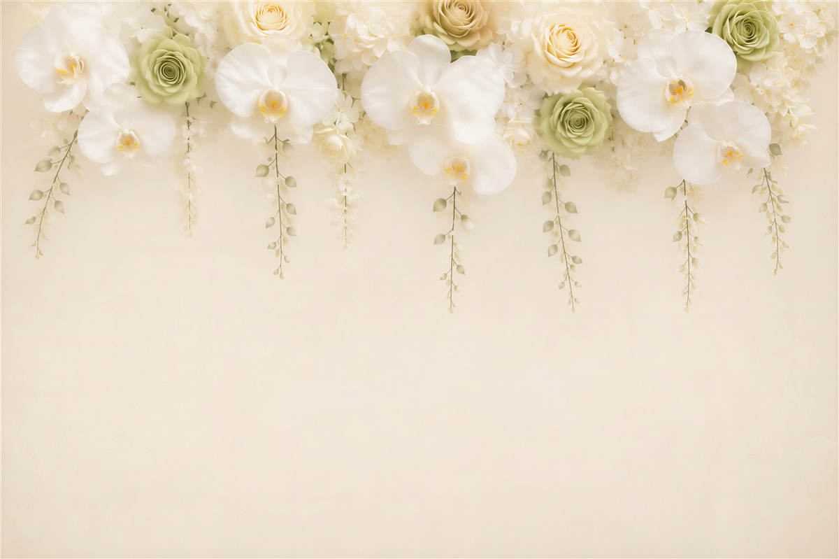 Fototapeta białe gałęzie orchidei i różne róże