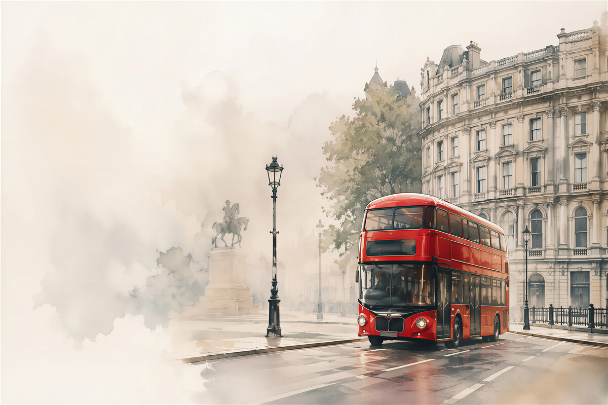 Fototapeta Londyński autobus na ulicy miejskiej