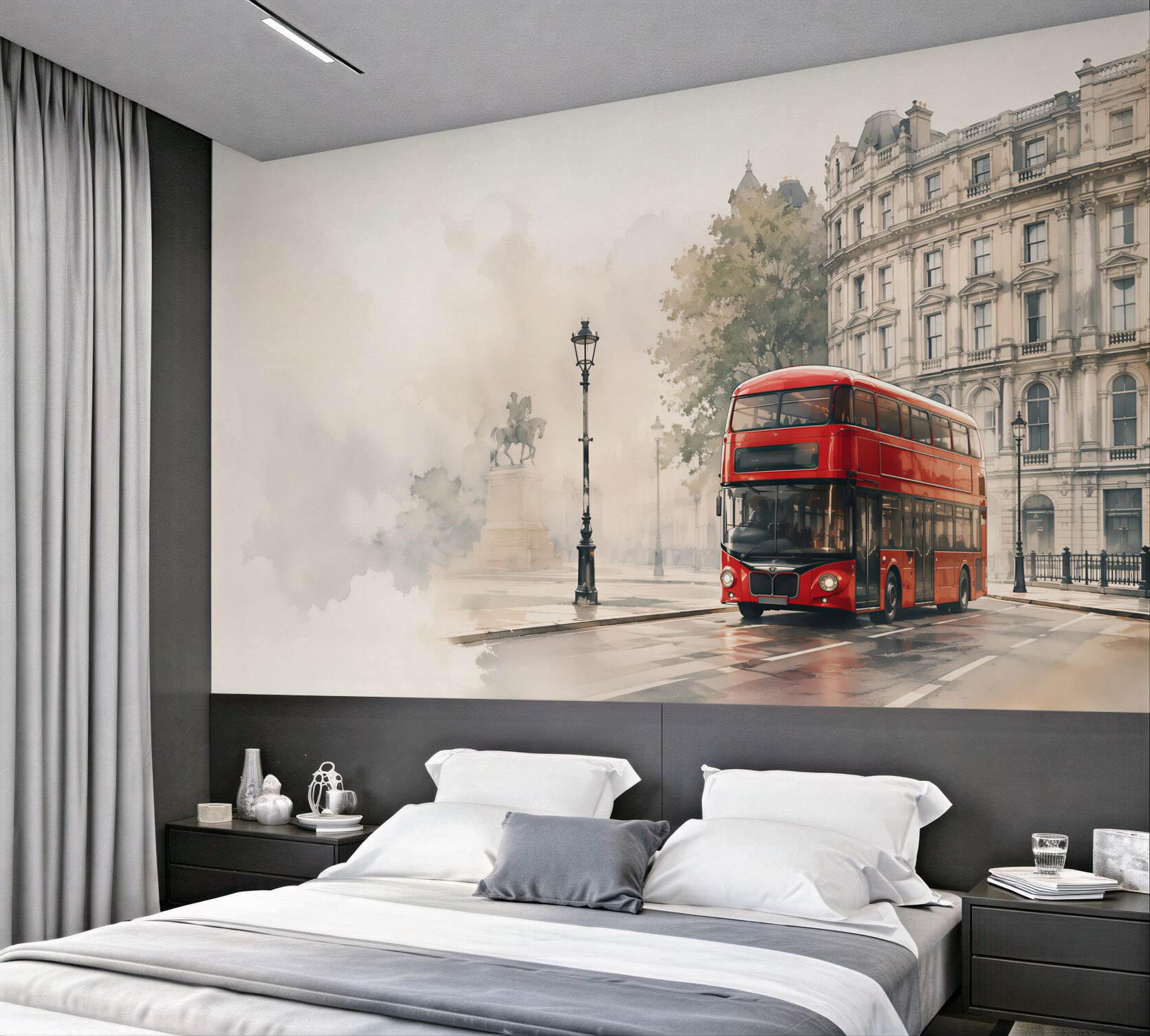 Fototapeta Londyński autobus na ulicy miejskiej