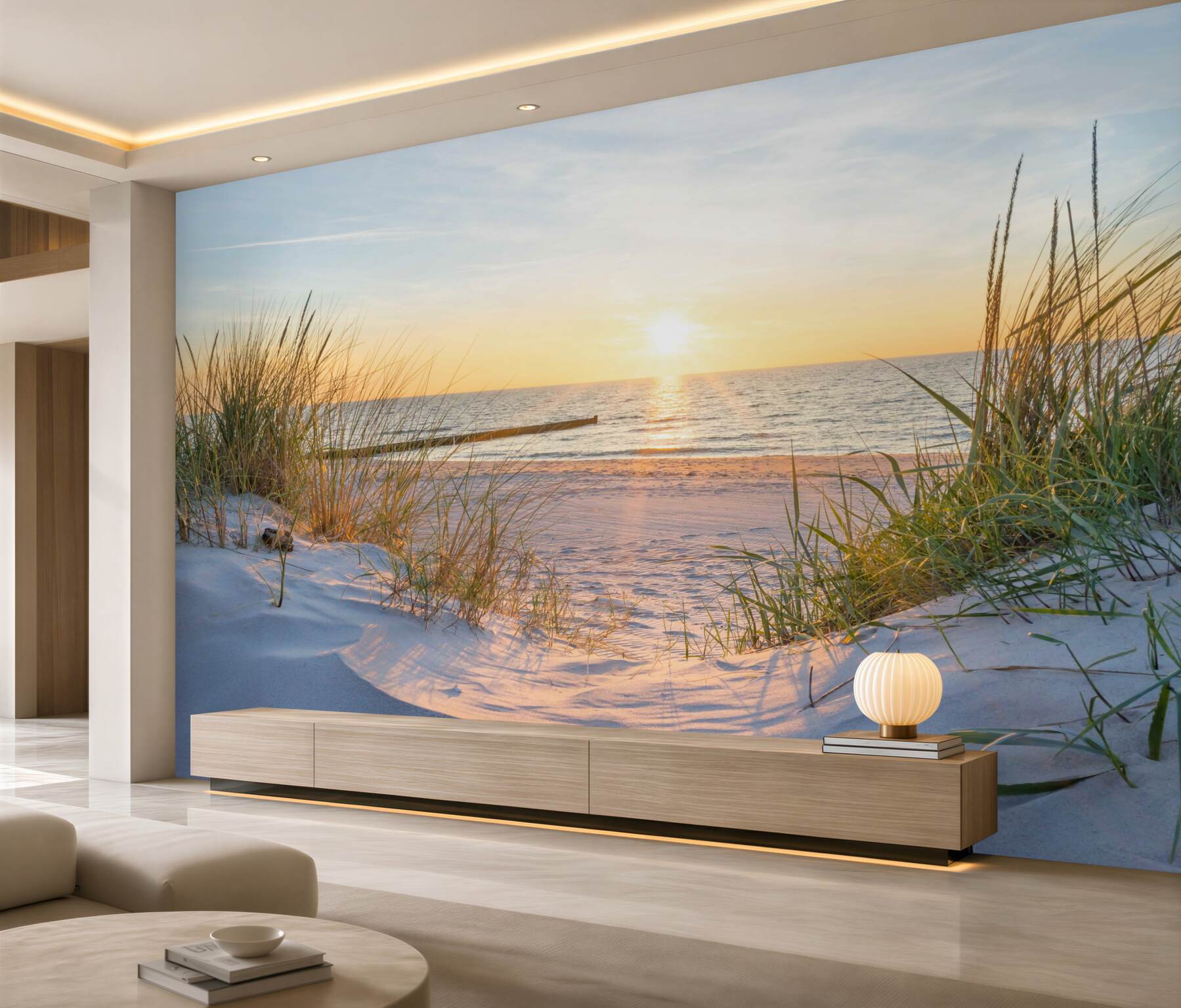 Fototapeta zielona trawa na piaszczystej plaży?v23