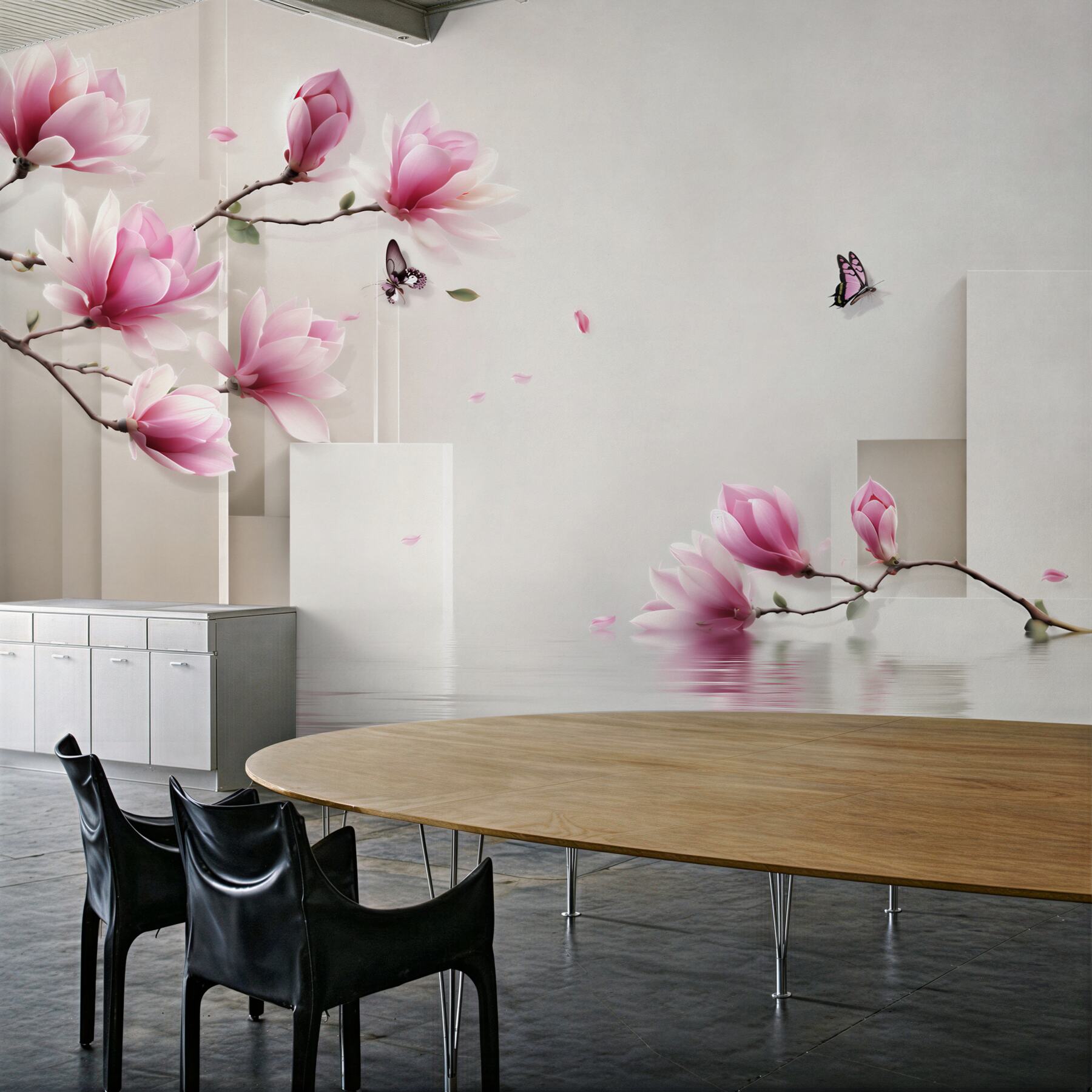 Fototapeta fioletowe kwiaty magnolii nad wodą?v23