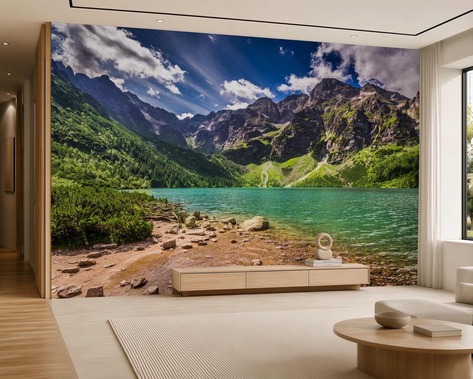 Fototapeta góry w pobliżu zielonego jeziora w letni dzień?v23
