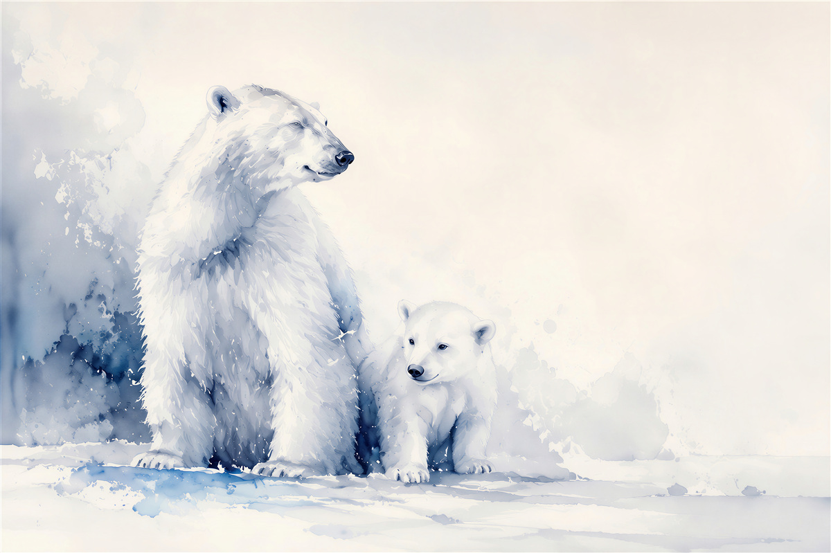Fototapeta matka i młode niedźwiedzie polarne