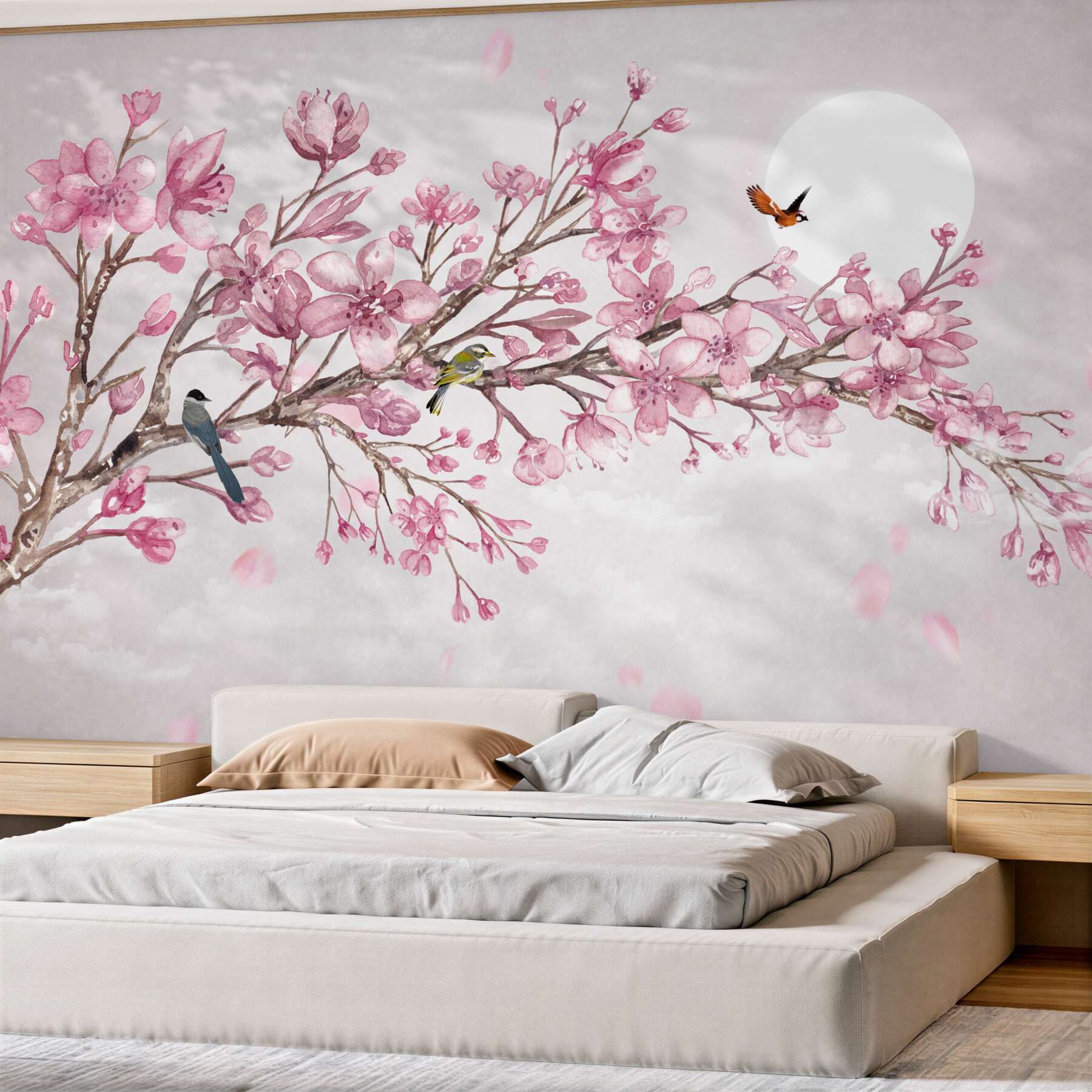 Fototapeta wspaniała różowa gałąź magnolii w jasny dzień?v23