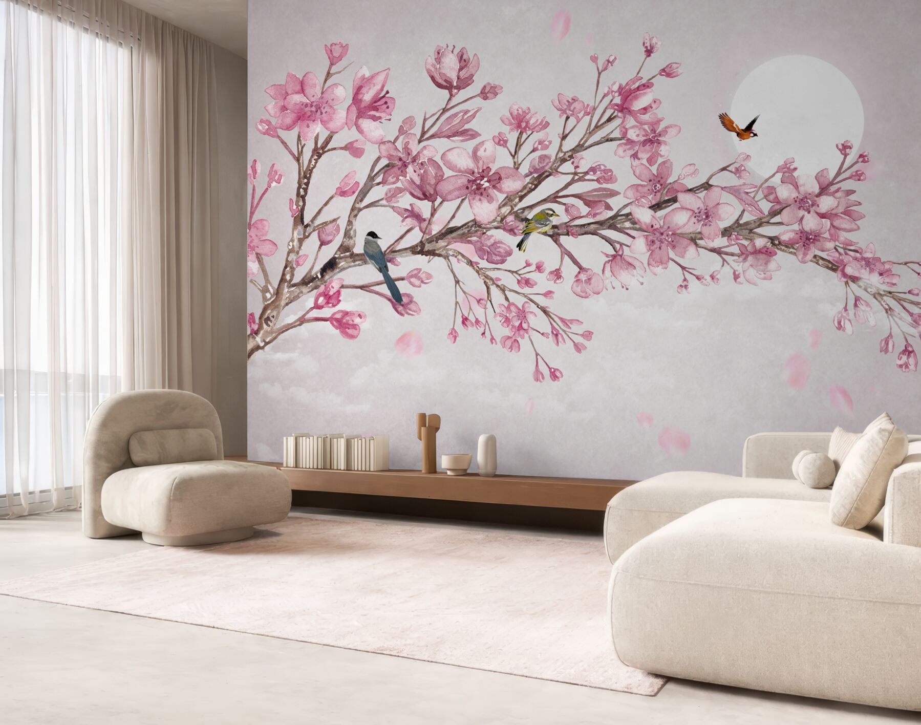 Fototapeta wspaniała różowa gałąź magnolii w jasny dzień?v23