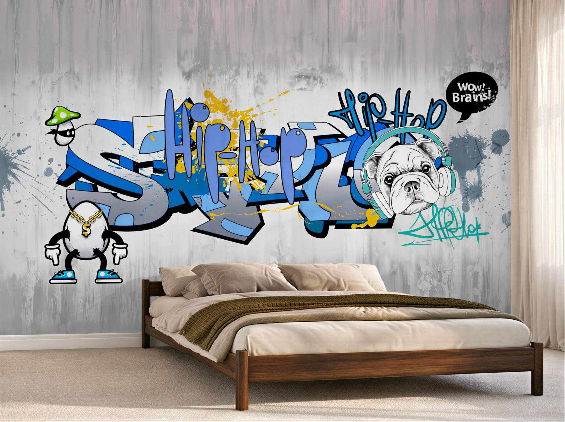 Fototapeta pies z graffiti ze słuchawkami?v23