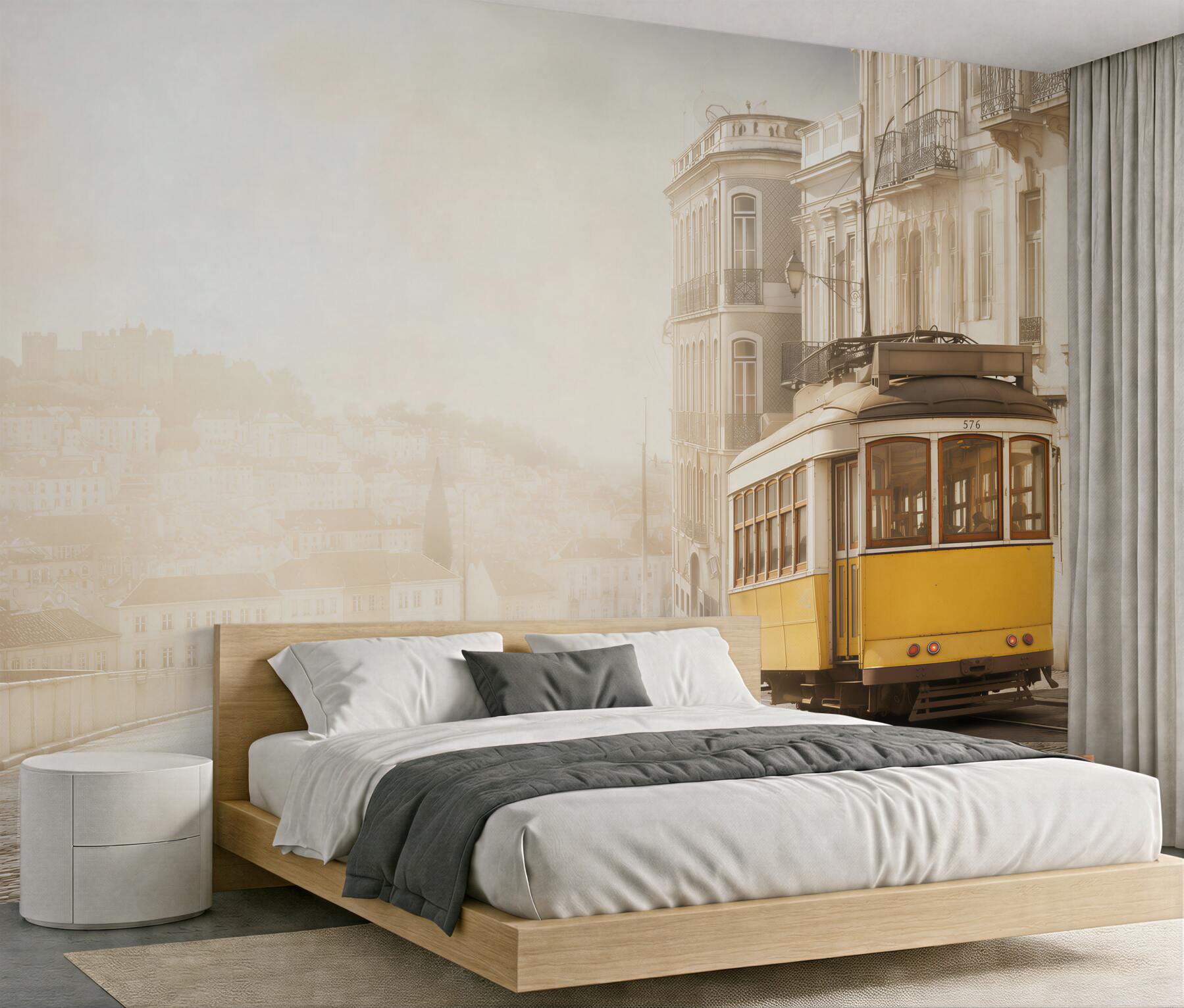 Fototapeta żółty tramwaj na zboczach San Francisco