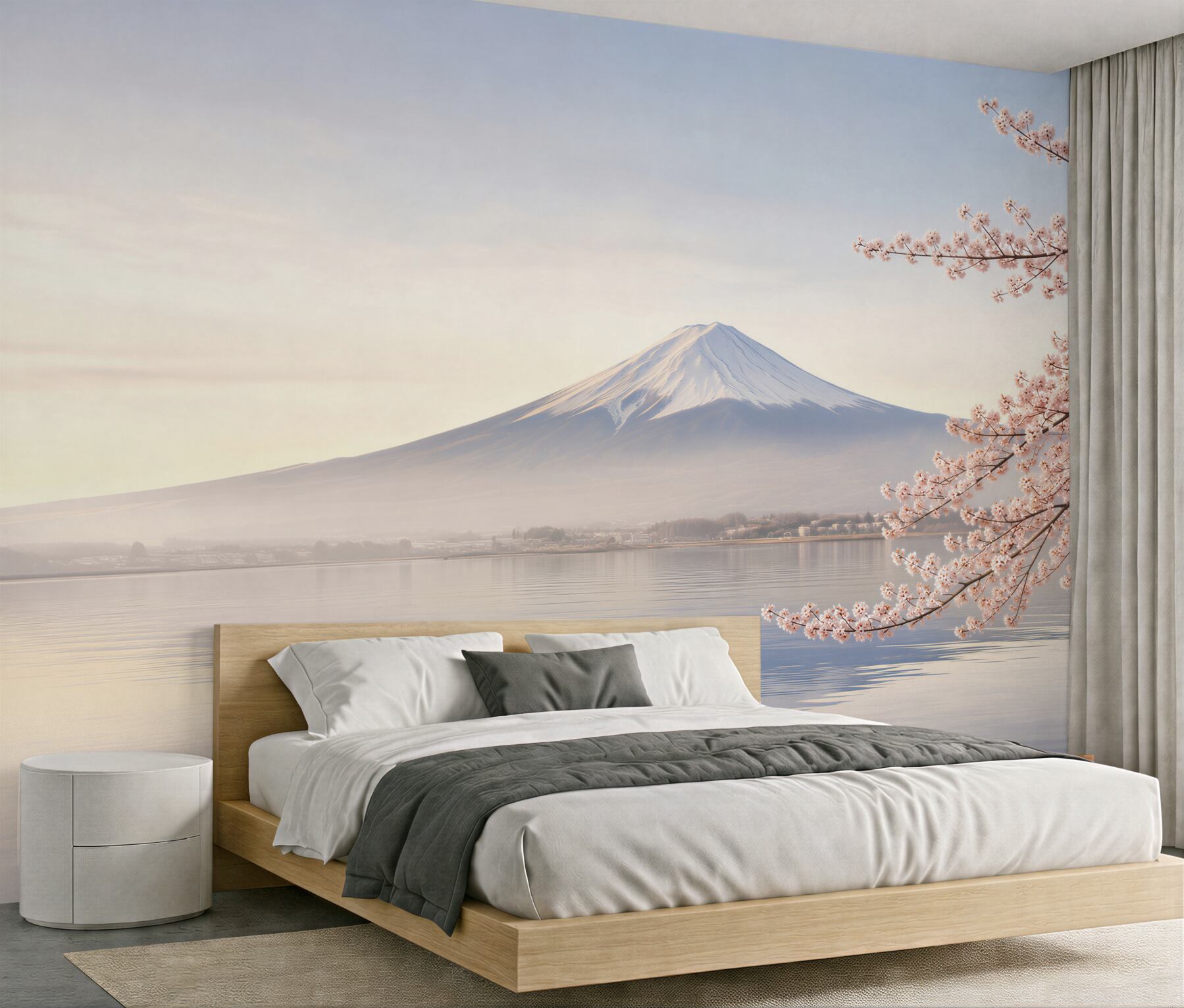 Fototapeta sakura na tle jeziora i gór?v23