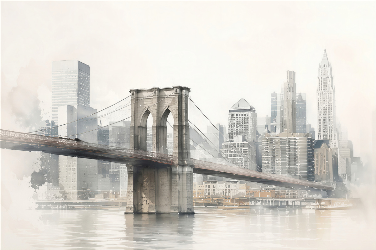 Fototapeta Most Manhattan z miastem na cegle