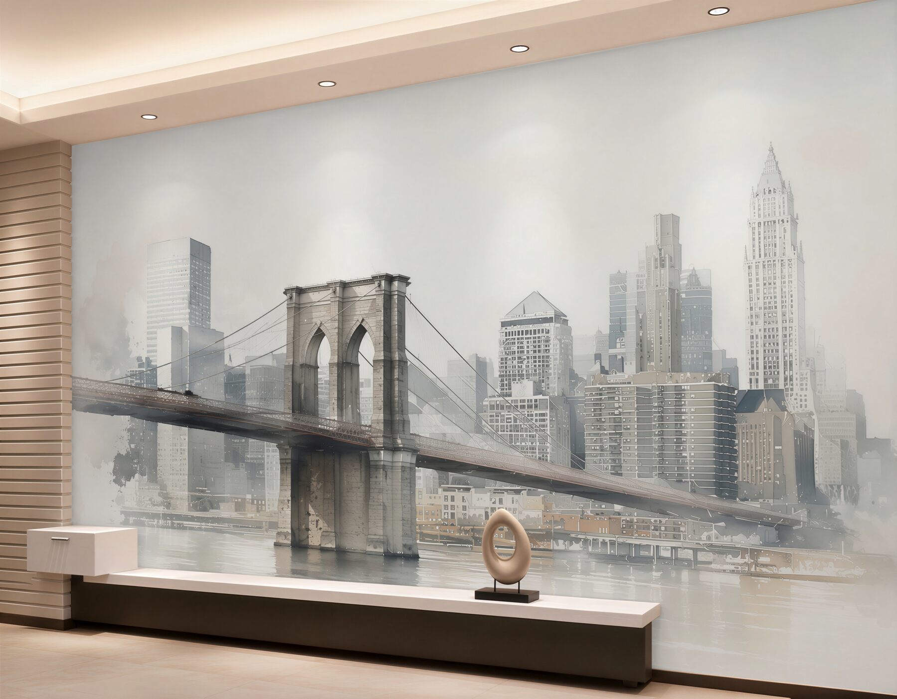 Fototapeta Most Manhattan z miastem na cegle