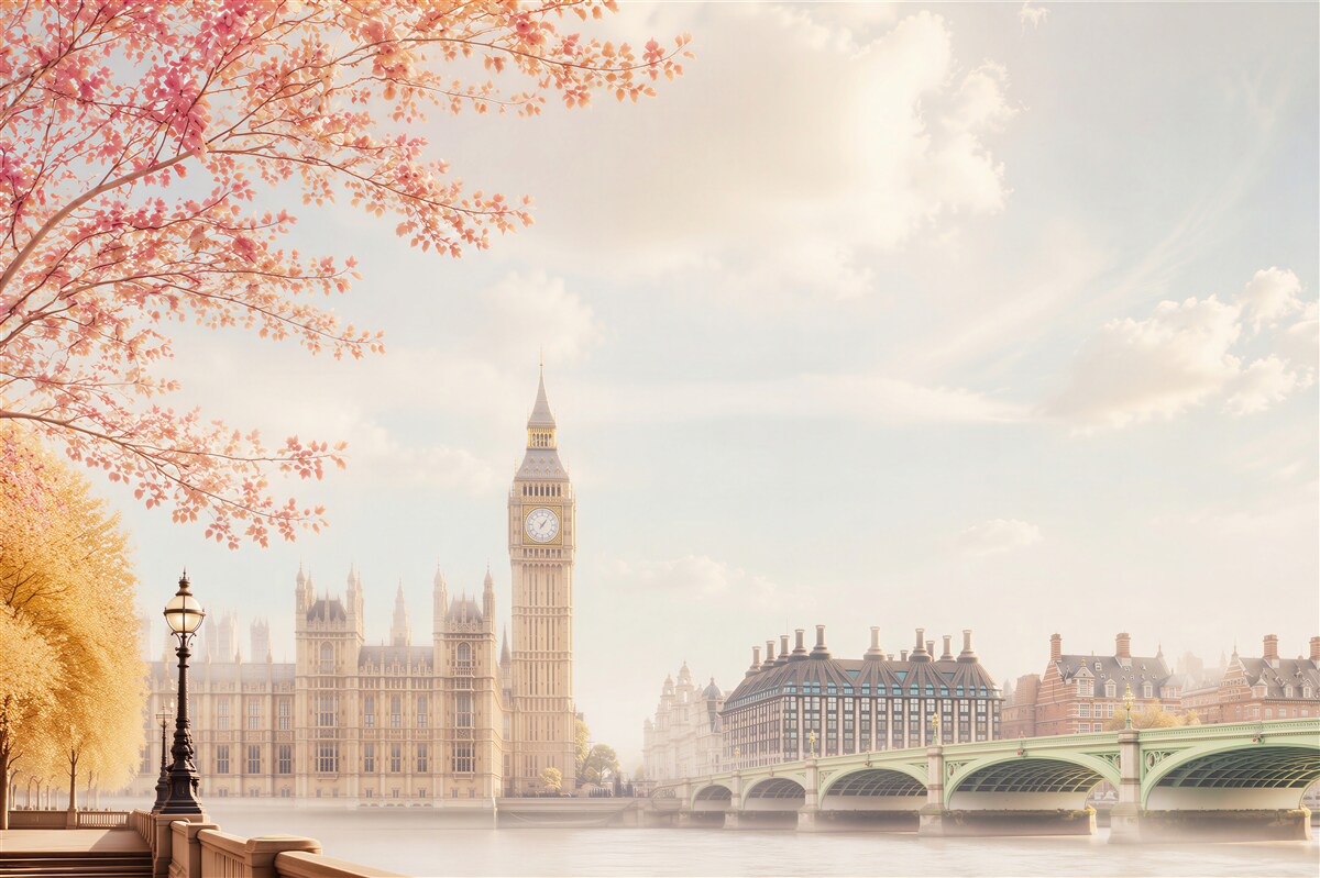 Fototapeta Most Tamizy i Big Ben jesienią