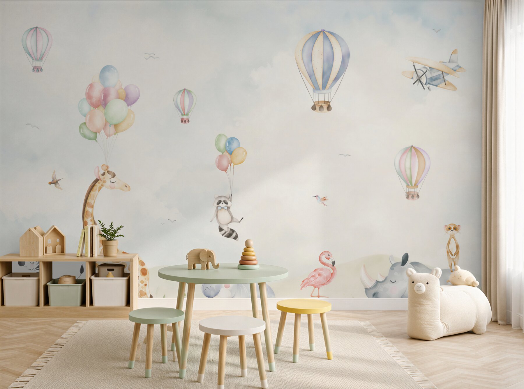 Fototapeta Zwierzęta spacerują wśród balonów?v23