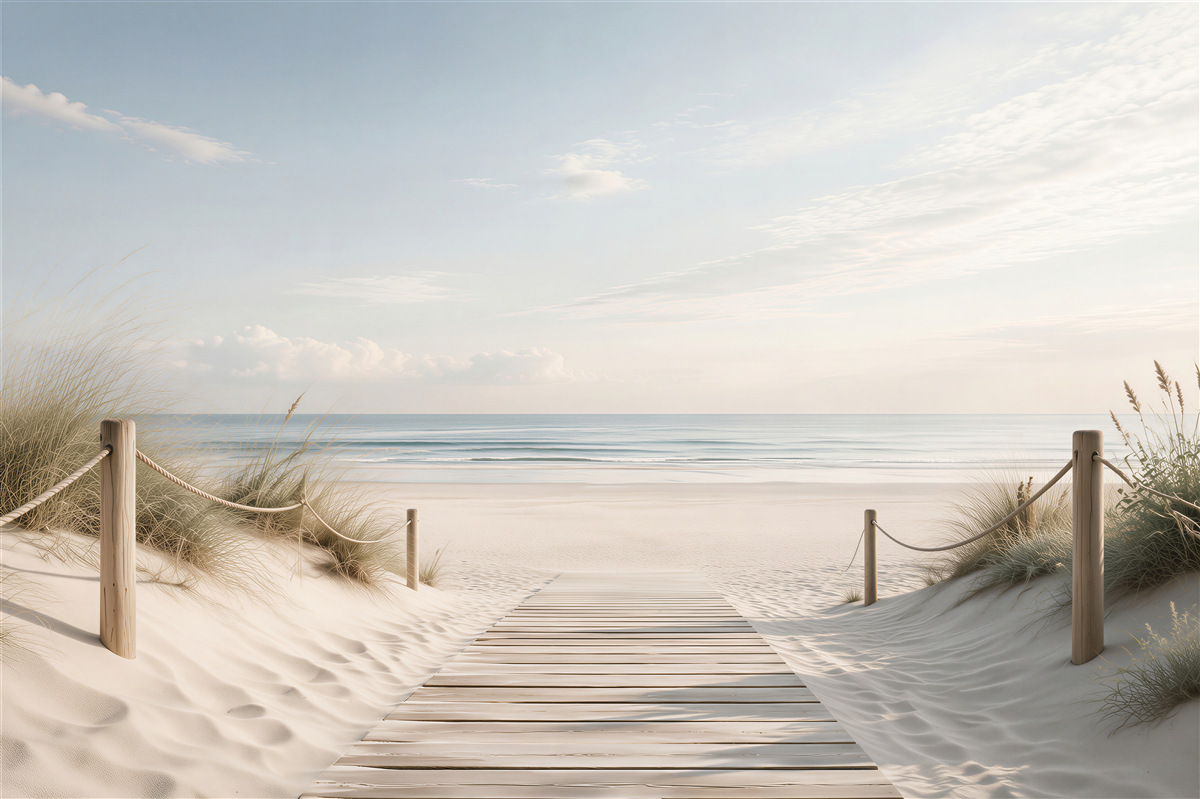 Fototapeta otwarte okno z widokiem na ocean i plażę