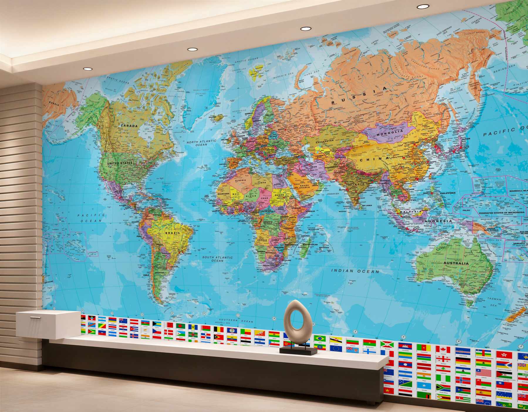 Fototapeta Mapa polityczna świata z flagami?v23
