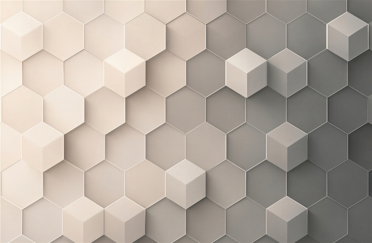 Fototapeta geometryczne heksagony 3D szaro beżowe nowoczesne