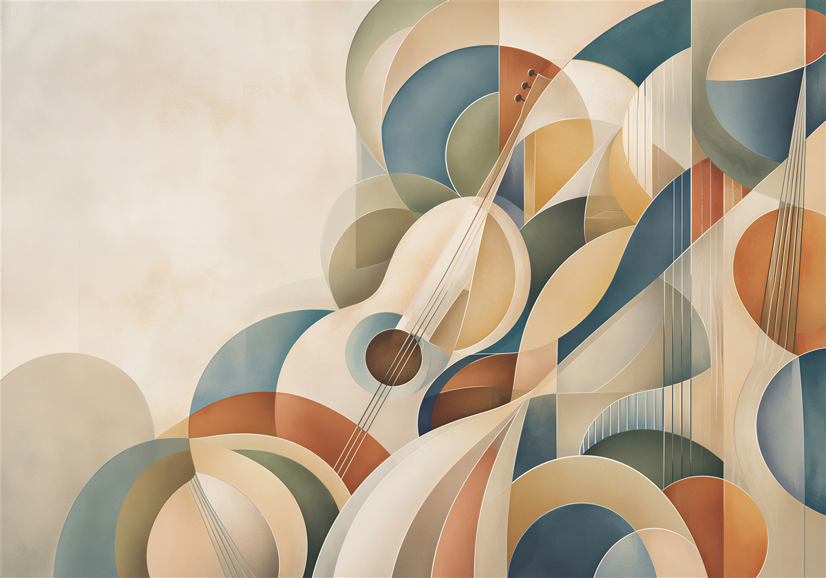 Fototapeta abstrakcyjna gitara geometryczna w stylu art deco