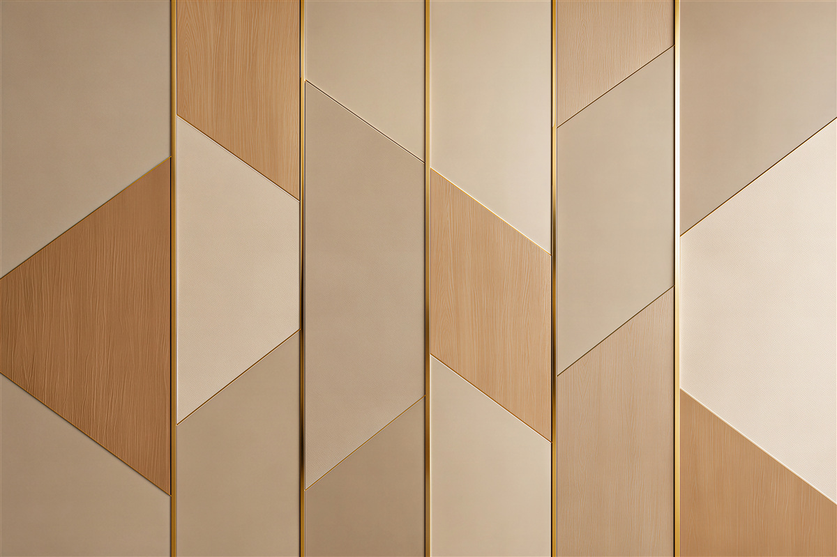 Fototapeta geometryczne panele beżowe nowoczesna dekoracja 3D
