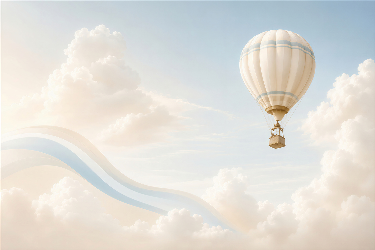 Fototapeta balon w chmurach pastelowe niebo dla dzieci