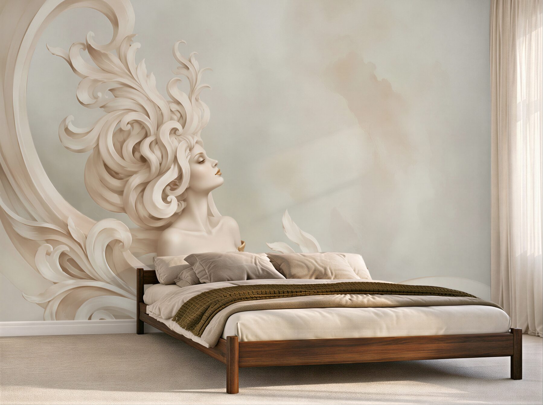 Fototapeta kobieta w kremowych ornamentach art déco elegancka?v23