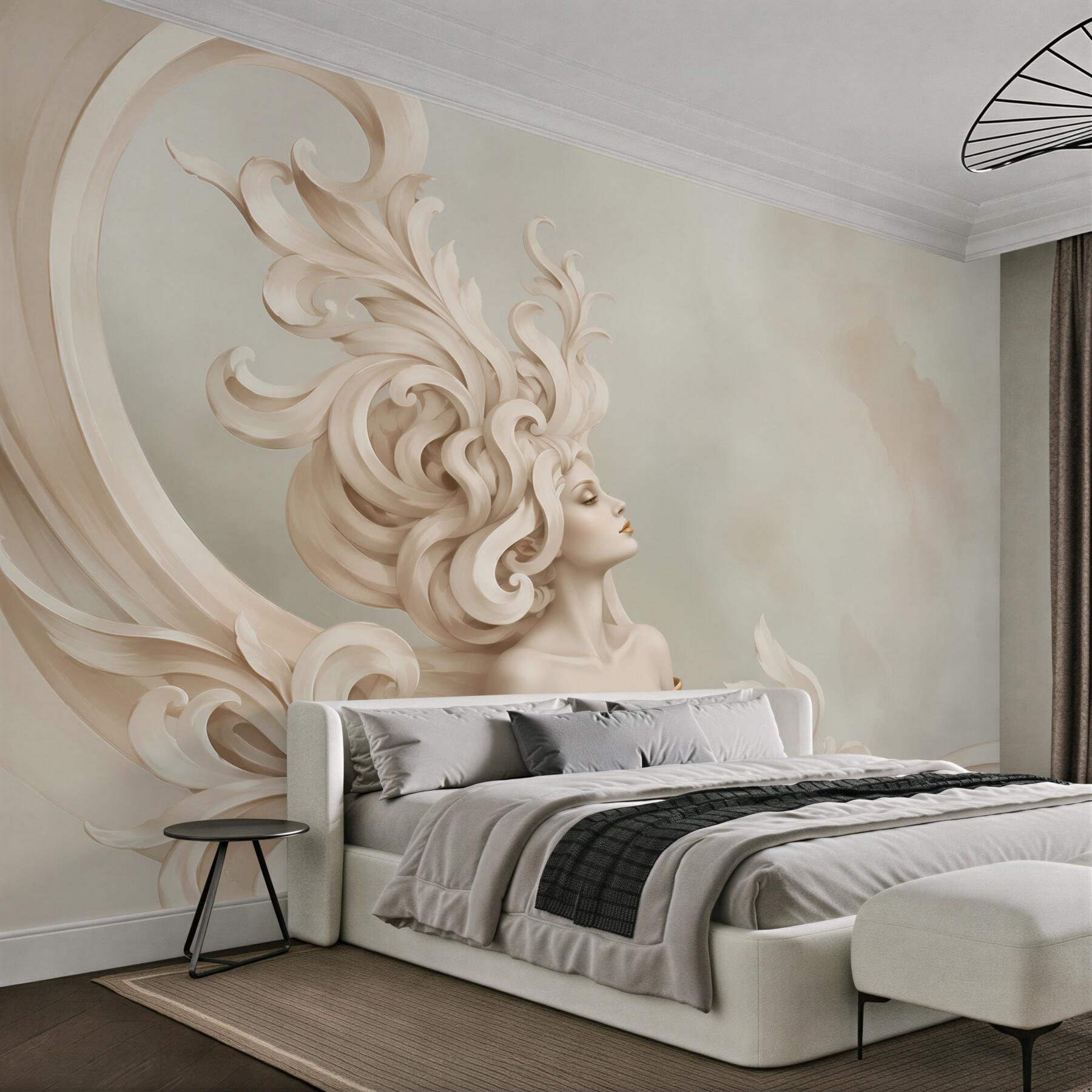 Fototapeta kobieta w kremowych ornamentach art déco elegancka?v23