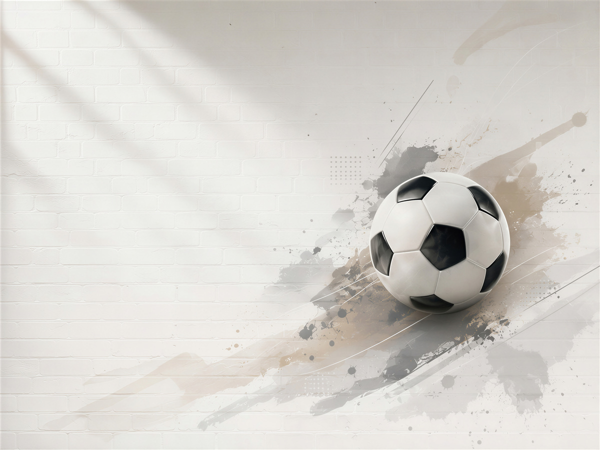Fototapeta piłka nożna na białej cegle nowoczesna sportowa