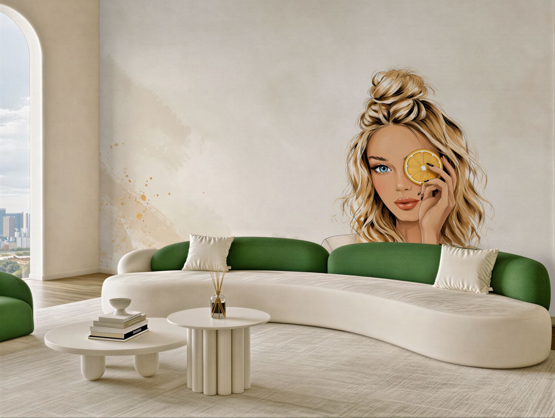 Fototapeta kobieta z pomarańczą nowoczesna ilustracja beauty?v23