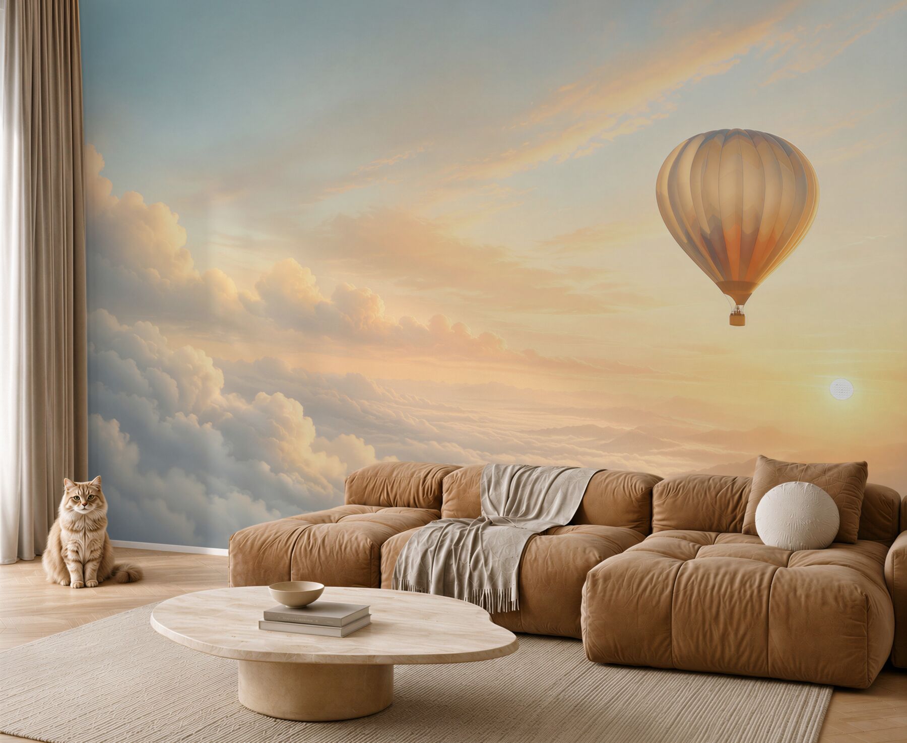 Fototapeta balon w chmurach o wschodzie słońca pastelowe niebo?v23