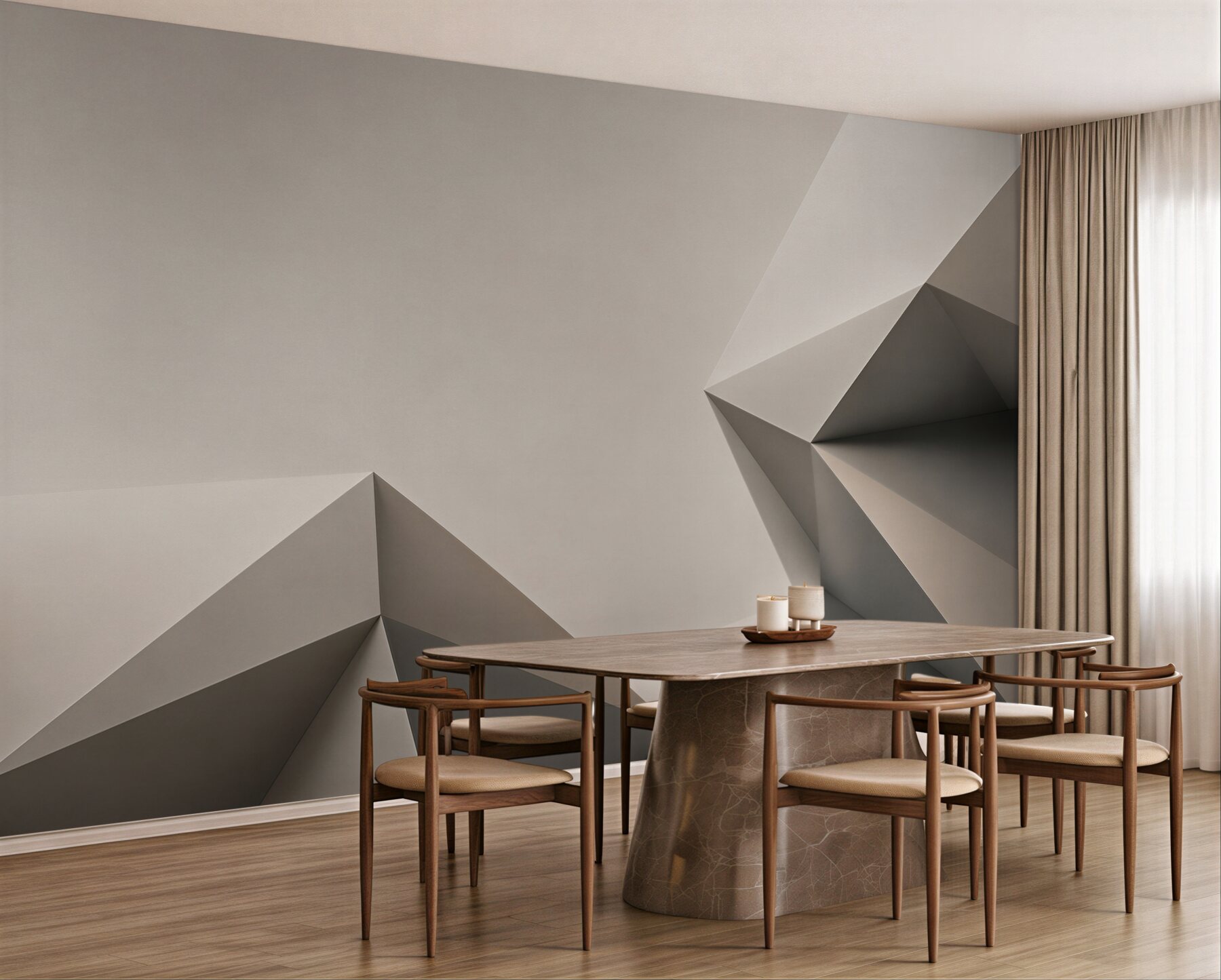 Fototapeta geometryczna abstrakcja 3D w szaro beżowych tonach?v23